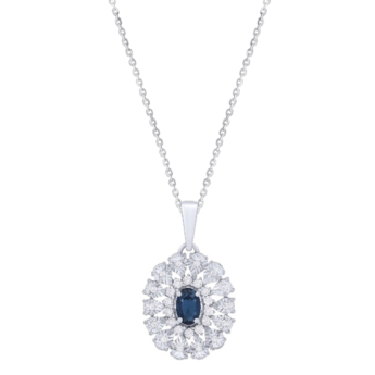 Diana Vivid 18K White Gold Diamond & Sapphire Pendant