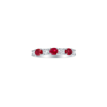 Diana Glam 18K White Gold Diamond & Ruby Ring