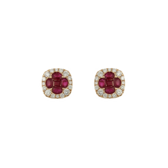 Diana Lush 18K Rose Gold Diamond & Ruby Earrings