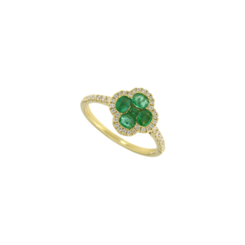 Diana Lush 18K Yellow Gold Diamond & Emerald Ring