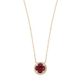 Diana Lush 18K Rose Gold Diamond & Ruby Necklace