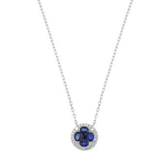 Diana Lush 18K White Gold Diamond & Sapphire Necklace