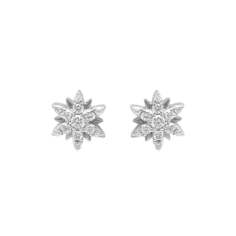 Djula Diamond Sun Stud Earrings in 18K White Gold