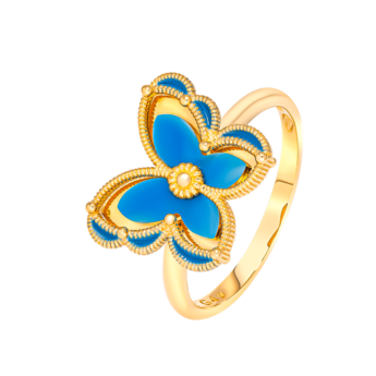 Farfasha Giardino Butterfly Ring with Blue Enamel