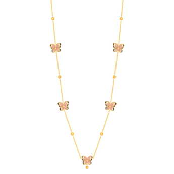 Farfasha Giardino Tin Cup Blue and Pink Enamel Necklace 