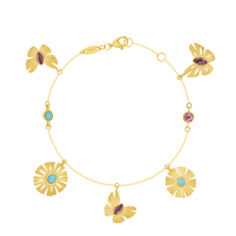 Farfasha Sunkiss Multi Charm Daisies & Butterflies Anklet