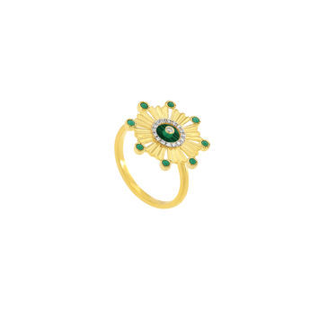 Farfasha Sunkiss Beads 18k Gold Malachite and Diamond Ring