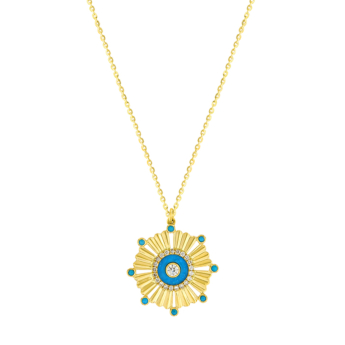 Farfasha Sunkiss Beads 18k Gold Turquoise and Diamond Necklace