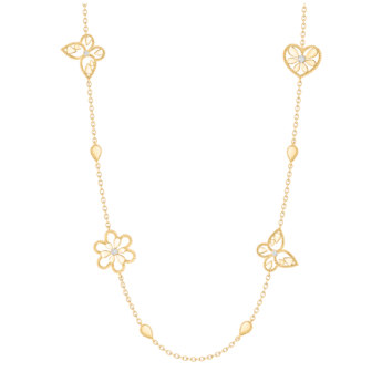 Farfasha Frou Frou Diamond Butterfly Flower and Heart Necklace