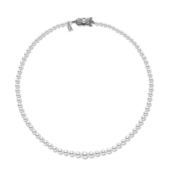 Akoya Cultured Pearl Graduated Necklace 18inch in 18K White Gold
