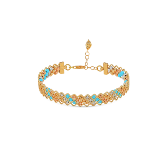 سوار غولدن بيزو من الذهب الأصفر عيار 18 قيراط  والفيروز