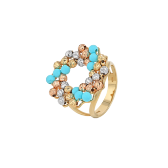 خاتم غولدن بيزو من الذهب الأصفر عيار 18 قيراط  والفيروز