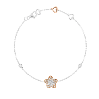 Heart To Heart Star Flower Bracelet White and Rose Gold 
