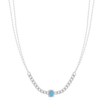 Havana Miami Necklace in 18k White Gold with Diamond & Swiss Blue Topaz