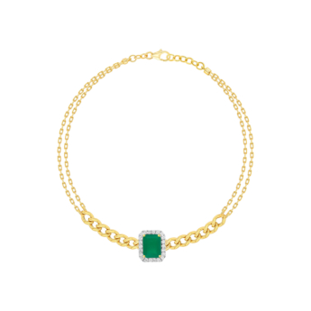 Havana Miami Bracelet in 18k Yellow Gold with Diamond & Green Onyx