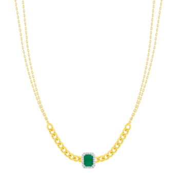 Havana Miami Necklace in 18k Yellow Gold with Diamond & Green Onyx