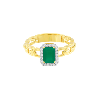 Havana Miami Ring in 18k Yellow Gold with Diamond & Green Onyx