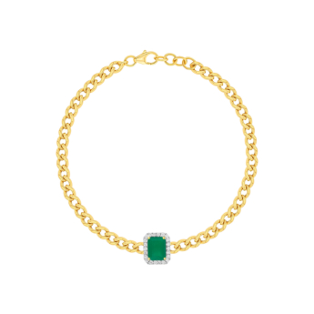 سوار هافانا ميامي من الذهب الأصفر عيار 18 قيراط مع الألماس والأونيكس الأخضر