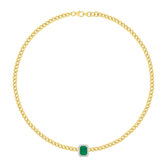 Havana Miami Necklace in 18k Yellow Gold with Diamond & Green Onyx