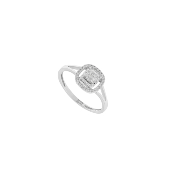 Illusion Round Halo 18K White Gold Diamond Ring