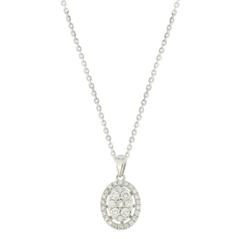 Illusion Round Halo 18K White Gold Diamond Pendant