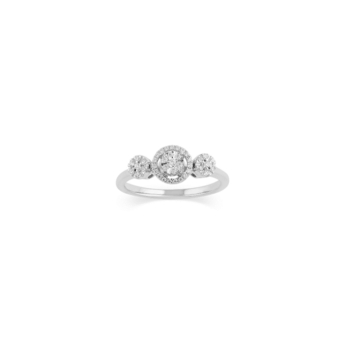 Illusion Round Radiant 18k White Gold Diamond Ring