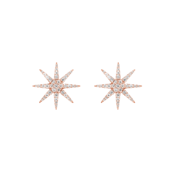 أقراط ثابتة "سولاي" على شكل شمس صغيرة مرصَّعة بالألماس من الذهب عيار 18 قيراط