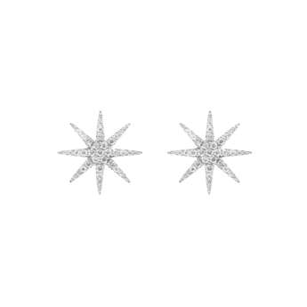 أقراط ثابتة "سولاي" على شكل شمس صغيرة مرصَّعة بالألماس من الذهب عيار 18 قيراط