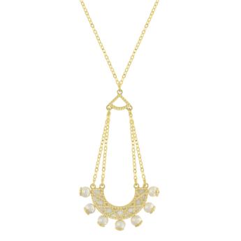 Kiku Arabiya 18k Yellow Gold Necklace With White Mother of Pearl and White Freshwater Pearl
