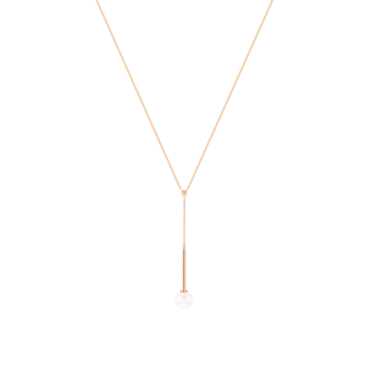 Kiku Glow Necklace in 18K Rose Gold With a Chain Drop and Freshwater Pearl