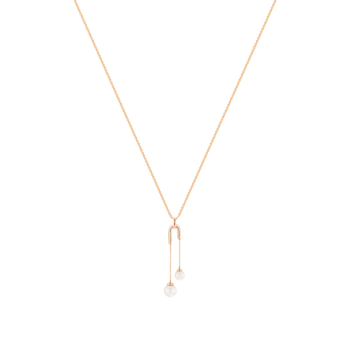 Kiku Glow Necklace in 18K Rose Gold With Two Freshwater Pearls on a Chain