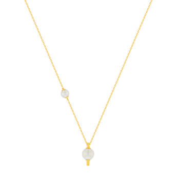 Kiku Glow Necklace in 18K Yellow Gold With Two Freshwater Pearls