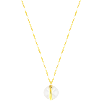 Kiku Glow Sphere Necklace In 18K Yellow Gold With Freshwater Pearls