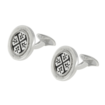 Lace Cufflinks in Silver with Black Onyx