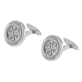 Lace Cufflinks in Silver with White Mother of Pearl