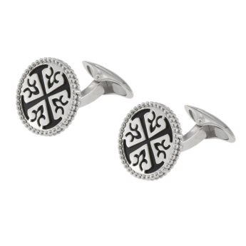 Lace Cufflinks in Silver with Black Onyx