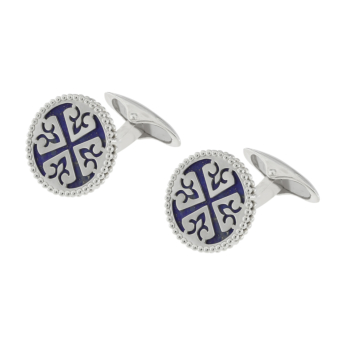 Lace Cufflinks in Silver with Lapis Lazuli