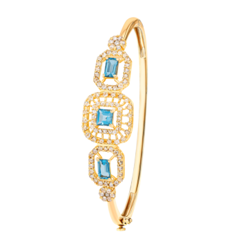 Legacy 22k Yellow Gold Diamond & Blue Topaz Oval Bangle