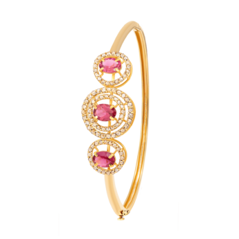 Legacy 22k Yellow Gold Diamond & Tourmaline Oval Bangle