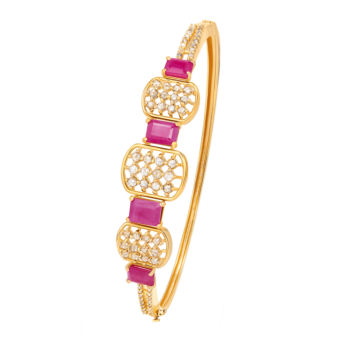 Legacy 22k Yellow Gold Diamond & Ruby Oval Bangle