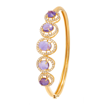 Legacy 22k Yellow Gold Diamond & Amethyst Oval Bangle