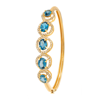 Legacy 22k Yellow Gold Diamond & Blue Topaz Oval Bangle