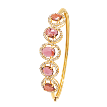 Legacy 22k Yellow Gold Diamond & Garnet Oval Bangle