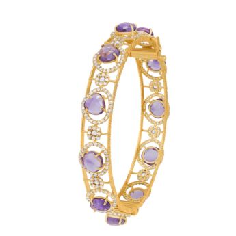 Legacy 22k Yellow Gold Diamond & Amethyst Bangle