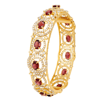 Legacy 22k Yellow Gold Diamond & Garnet Bangle