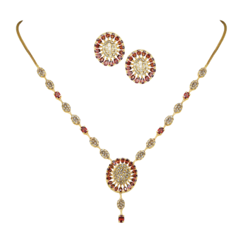 Legacy 22k Gold Diamond and Garnet Short Necklace & Earrings Set