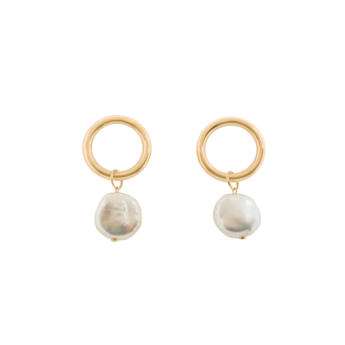 Kiku Minimal 18K Yellow Gold Pearl Earrings