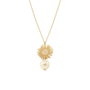Kiku Minimal 18K Yellow Gold Pearl Necklace