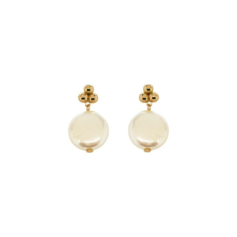 Kiku Minimal 18K Yellow Gold Pearl Earrings