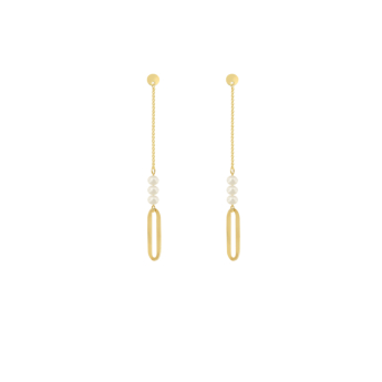 أقراط كيكو مينيمال من الذهب الأصفر عيار 18 قيراط مرصّع بلؤلؤ المياه العذبة